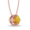 Citrine Solitaire Necklace 10K Rose Gold 18"