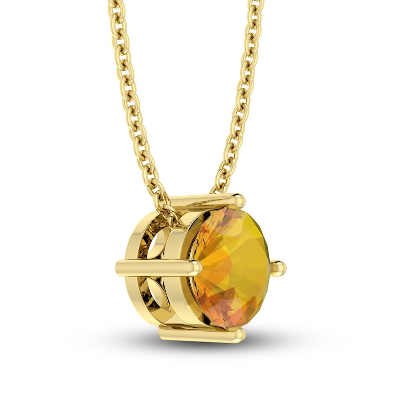 Citrine Solitaire Necklace 10K Yellow Gold 18"