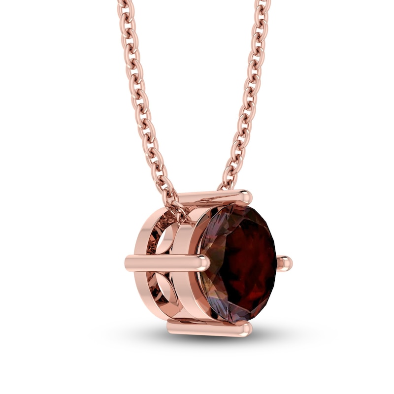 Main Image 2 of Garnet Solitaire Necklace 10K Rose Gold 18"