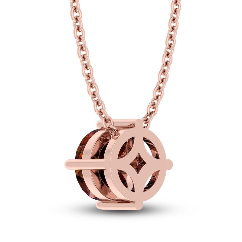 Main Image 3 of Garnet Solitaire Necklace 10K Rose Gold 18"