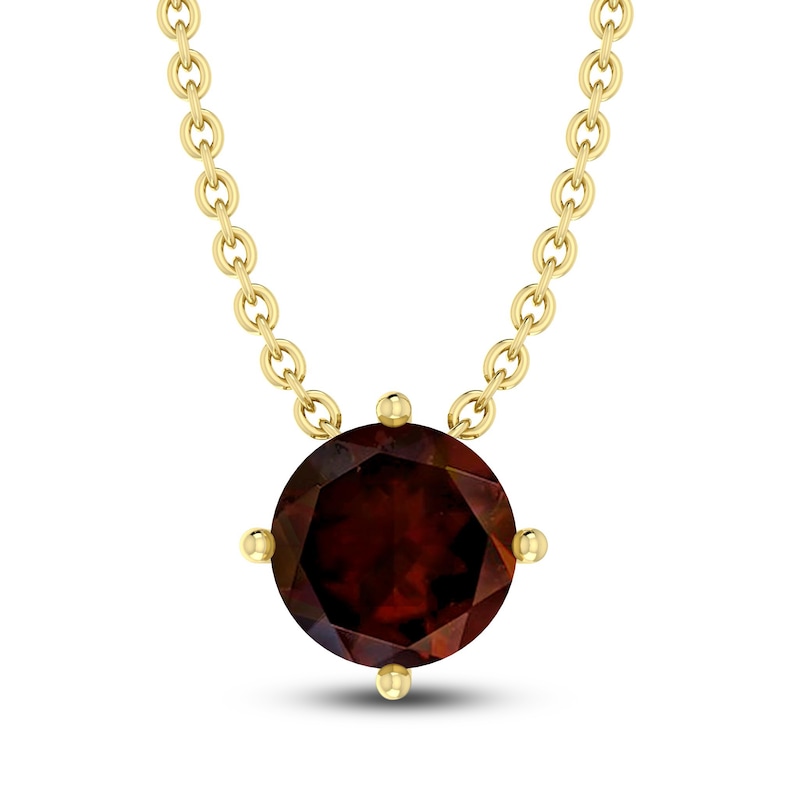 Main Image 1 of Garnet Solitaire Necklace 10K Yellow Gold 18&quot;