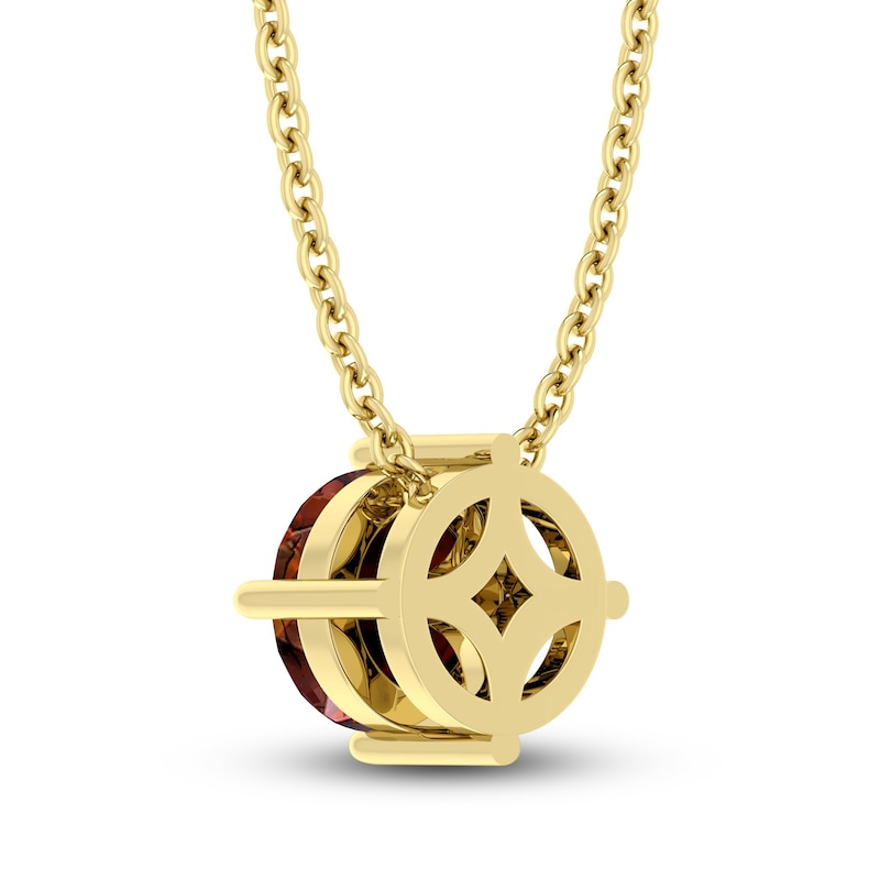 Main Image 3 of Garnet Solitaire Necklace 10K Yellow Gold 18&quot;