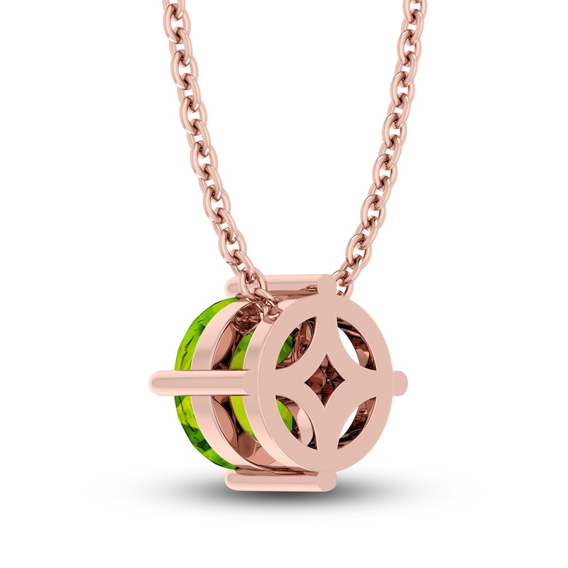 Peridot Solitaire Necklace 10K Rose Gold 18"