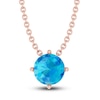 Thumbnail Image 0 of Swiss Blue Topaz Solitaire Necklace 10K Rose Gold 18"