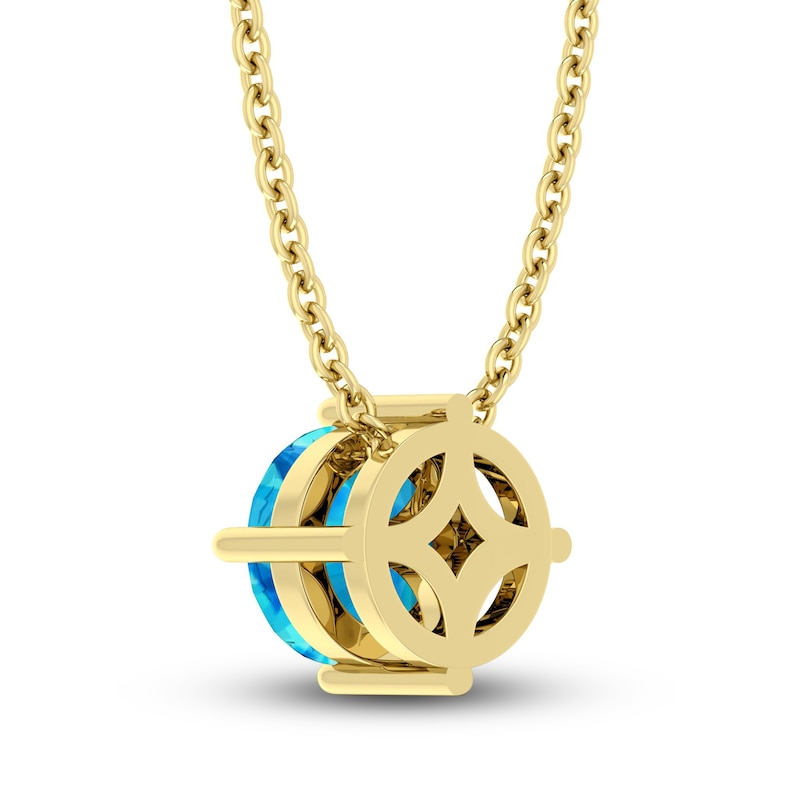 Main Image 3 of Swiss Blue Topaz Solitaire Necklace 10K Yellow Gold 18"