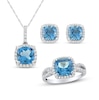 Thumbnail Image 0 of Blue Topaz & White Lab-Created Sapphire Gift Set Sterling Silver