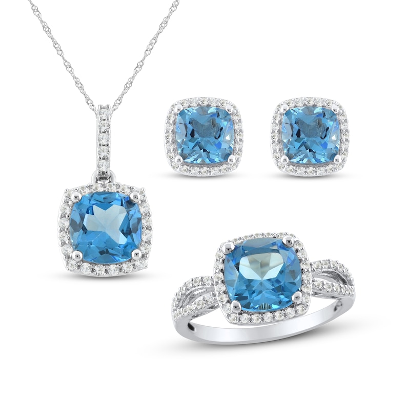Blue Topaz & White Lab-Created Sapphire Gift Set Sterling Silver | Kay