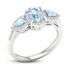 Aquamarine & Diamond Ring 1/5 ct tw Round-Cut 10K White Gold