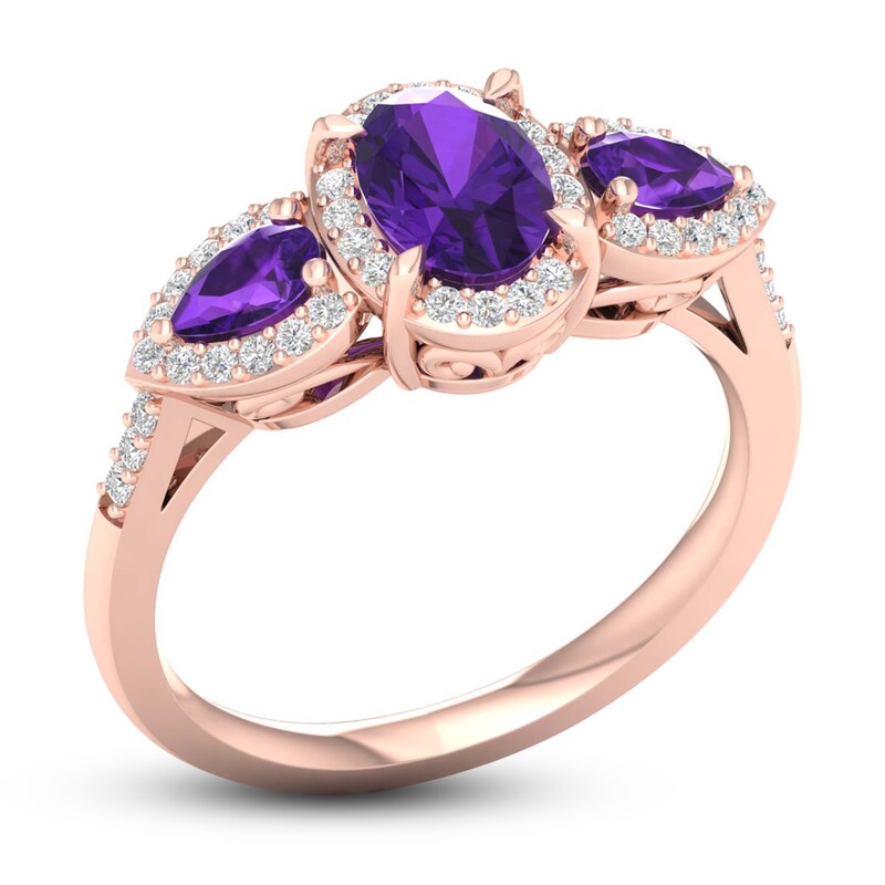 Amethyst & Diamond Ring 1/5 ct tw Round-Cut 10K Rose Gold