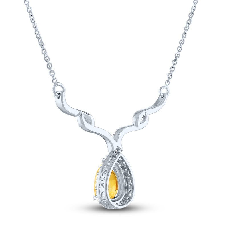 Main Image 3 of Citrine & White Lab-Created Sapphire Necklace Sterling Silver 18"