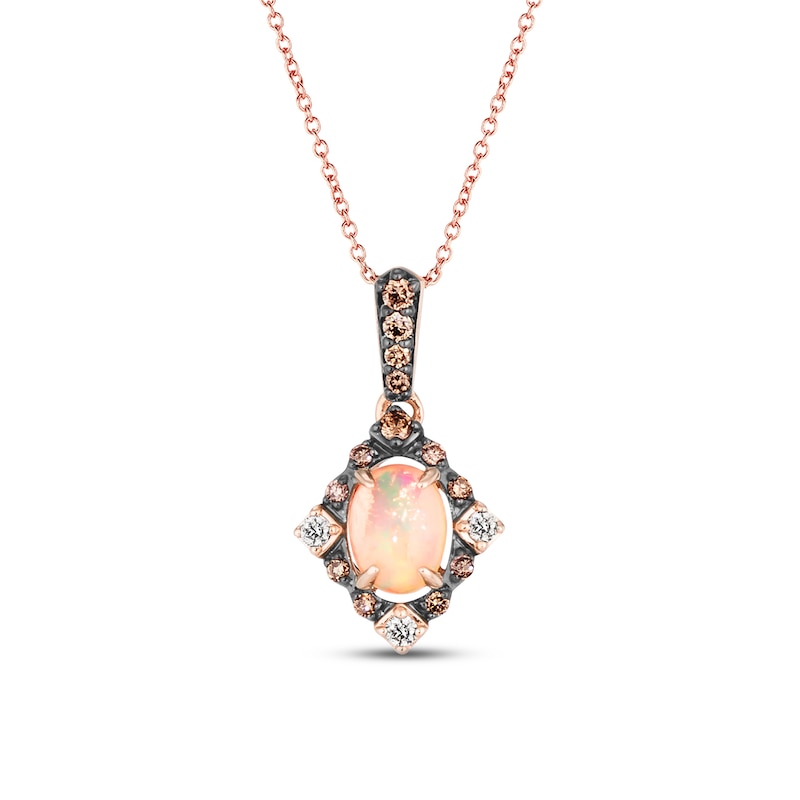 Le Vian Diamond & Opal Necklace 1/6 ct tw Diamonds 14K Strawberry Gold 18"