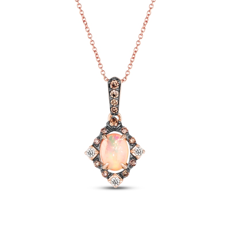 Main Image 1 of Le Vian Diamond & Opal Necklace 1/6 ct tw Diamonds 14K Strawberry Gold 18&quot;