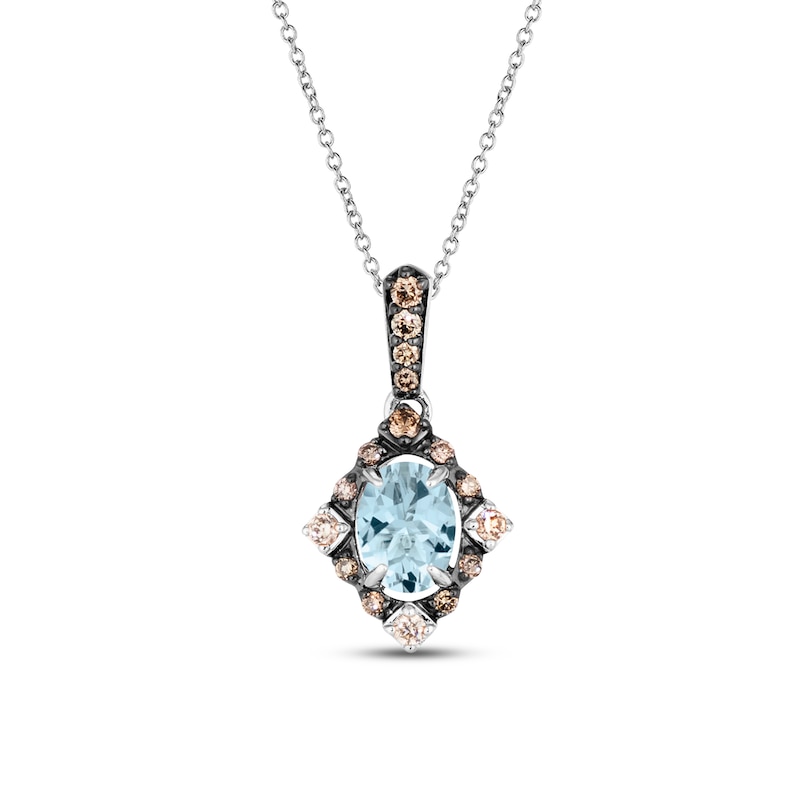 Main Image 1 of Le Vian Diamond & Aquamarine Necklace 1/6 ct tw Diamonds 14K Vanilla Gold 18&quot;