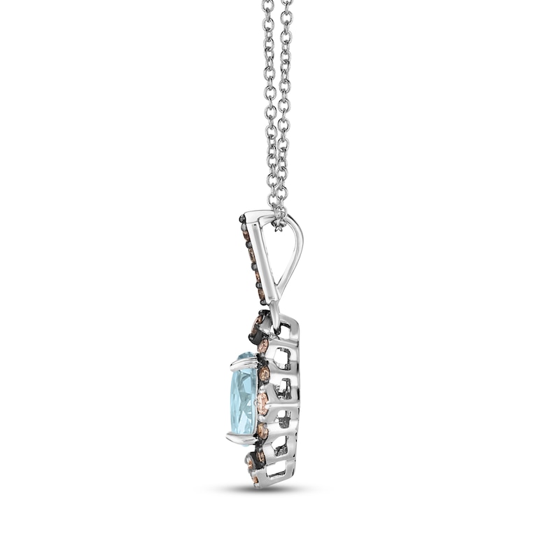 Le Vian Diamond & Aquamarine Necklace 1/6 ct tw Diamonds 14K Vanilla Gold 18"