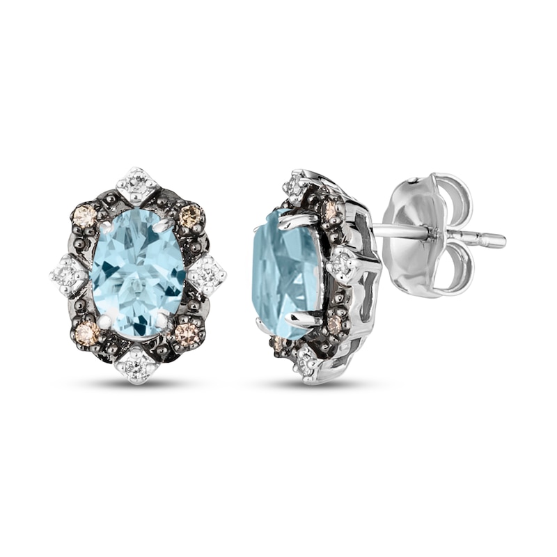 Main Image 1 of Le Vian Diamond & Aquamarine Earrings 1/10 ct tw Diamonds 14K Vanilla Gold