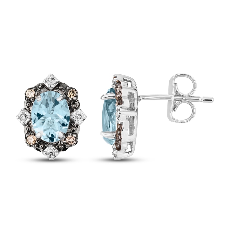 Le Vian Diamond & Aquamarine Earrings 1/10 ct tw Diamonds 14K Vanilla Gold