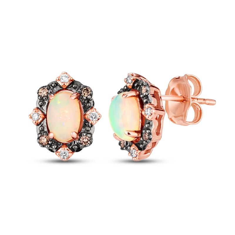 Main Image 1 of Le Vian Diamond & Opal Earrings 1/10 ct tw Diamonds 14K Strawberry Gold