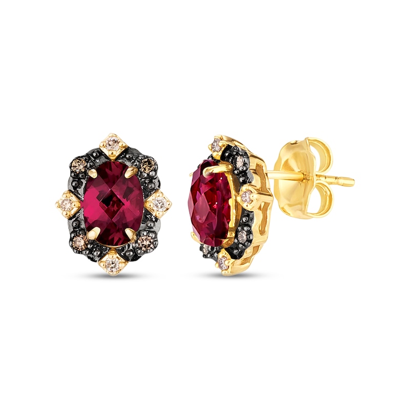 Main Image 1 of Le Vian Diamond & Rhodolite Garnet Earrings 1/10 ct tw Diamonds 14K Honey Gold