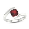 Garnet & White Lab-Created Sapphire Ring Sterling Silver