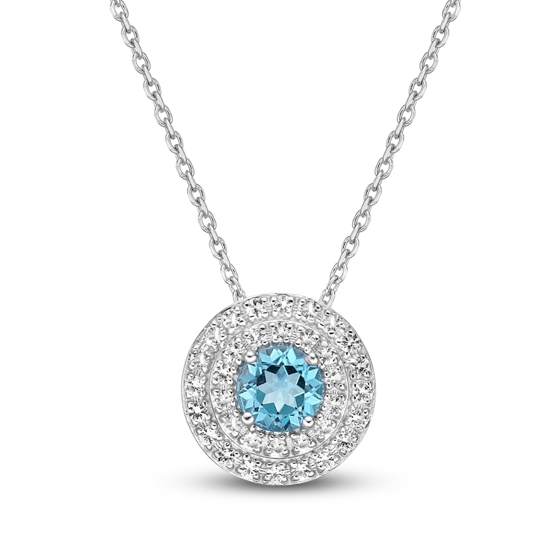 Blue/White Topaz Necklace Sterling Silver 18"