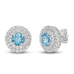 Blue/White Topaz Earrings Sterling Silver