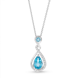 Blue/White Topaz Necklace Sterling Silver 18"