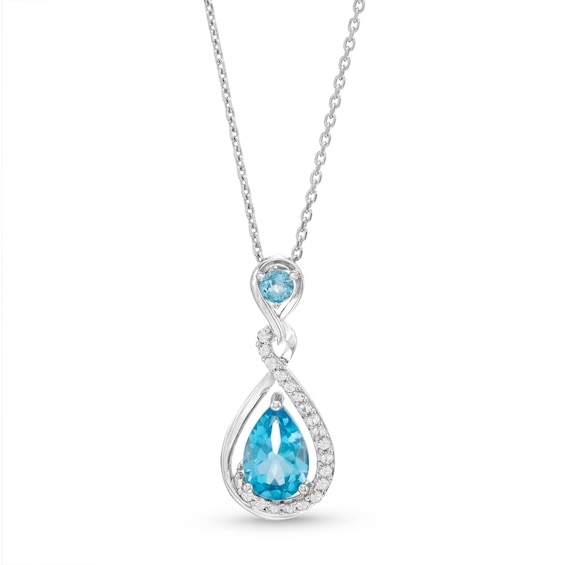 Blue/White Topaz Necklace Sterling Silver 18"