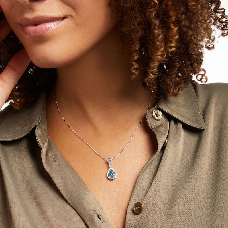Main Image 4 of Blue/White Topaz Necklace Sterling Silver 18&quot;