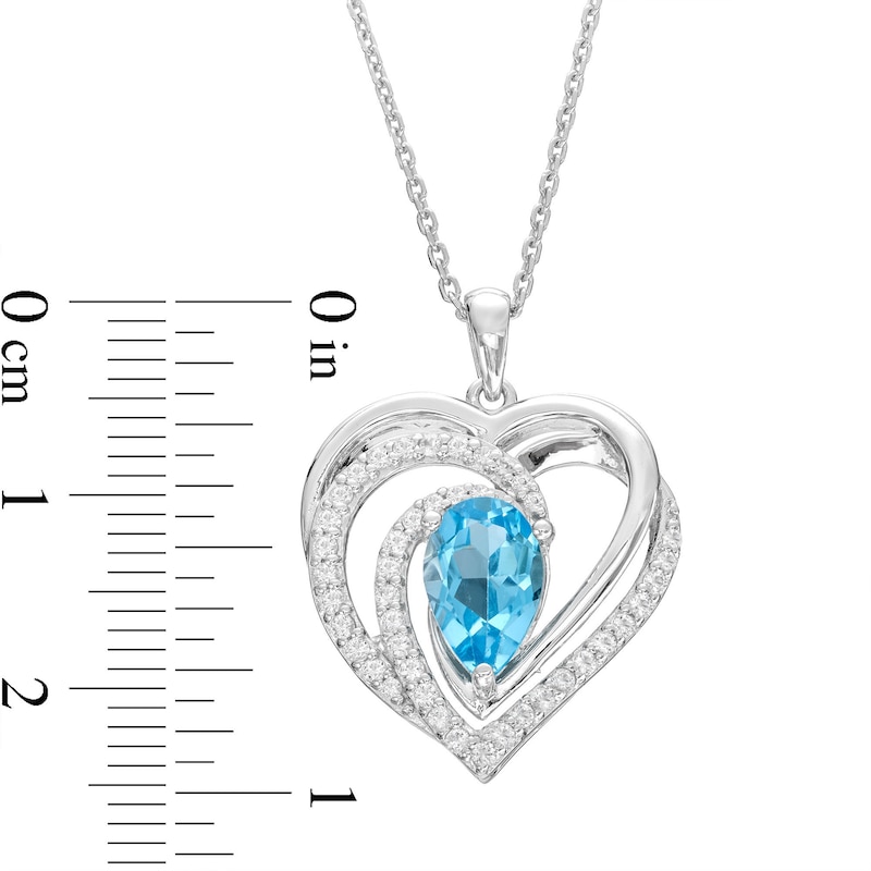 Blue/White Topaz Heart Necklace Sterling Silver 18"