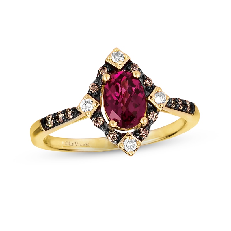 Le Vian Rhodolite Garnet Ring 1/5 ct tw Diamonds 14K Honey Gold