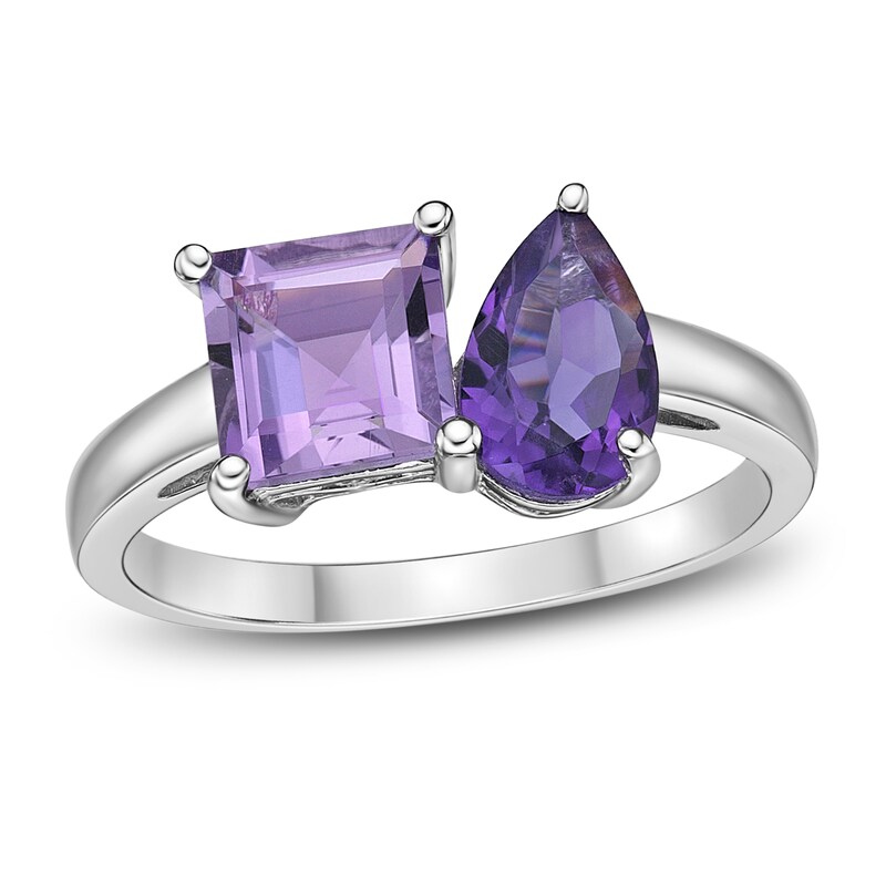 Amethyst Two-Stone Ring Sterling Silver