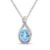 Thumbnail Image 1 of Swiss Blue Topaz & White Lab-Created Sapphire Necklace Sterling Silver 18&quot;