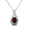 Thumbnail Image 1 of Garnet & White Lab-Created Sapphire Necklace Sterling Silver 18"