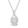Thumbnail Image 1 of Lab-Created Opal & White Lab-Created Sapphire Necklace Sterling Silver 18&quot;