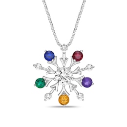 Rainbow Snowflake Necklace Sterling Silver 18"