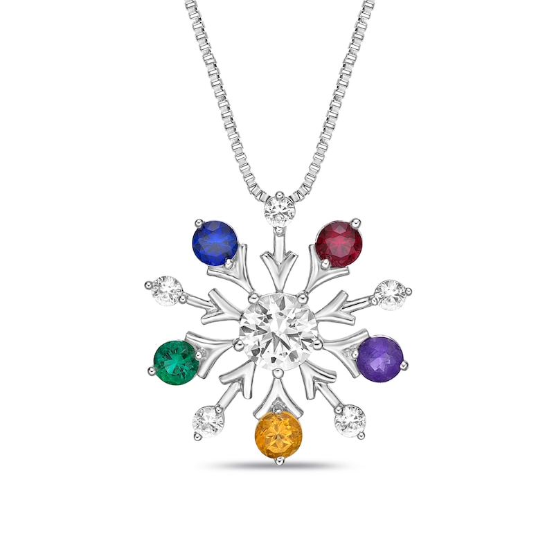 Main Image 1 of Rainbow Snowflake Necklace Sterling Silver 18&quot;