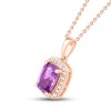 Thumbnail Image 1 of Amethyst Necklace 1/10 ct tw Diamonds 10k Rose Gold 18"