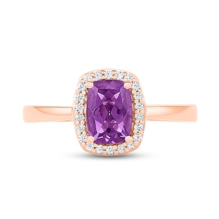 Amethyst & Diamond Ring 1/10 ct tw Cushion/Round-Cut 10K Rose Gold | Kay