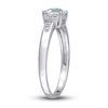Thumbnail Image 3 of Aquamarine & Diamond Ring 1/20 ct tw Cushion/Round-Cut 10K White Gold