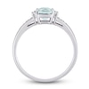 Thumbnail Image 4 of Aquamarine & Diamond Ring 1/20 ct tw Cushion/Round-Cut 10K White Gold