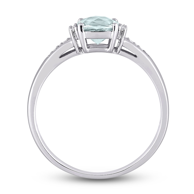 Main Image 4 of Aquamarine & Diamond Ring 1/20 ct tw Cushion/Round-Cut 10K White Gold