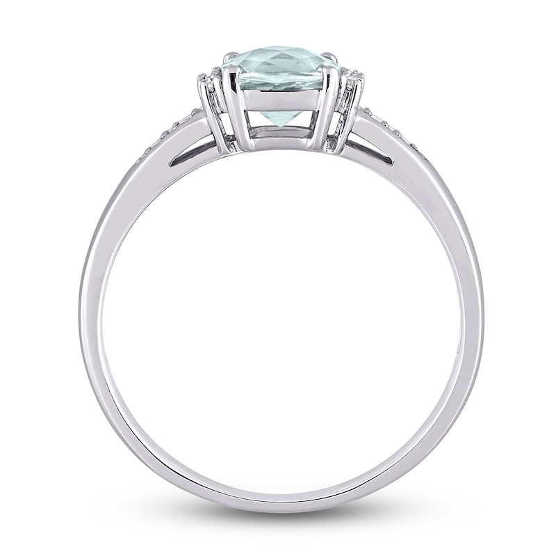 Aquamarine & Diamond Ring 1/20 ct tw Cushion/Round-Cut 10K White Gold