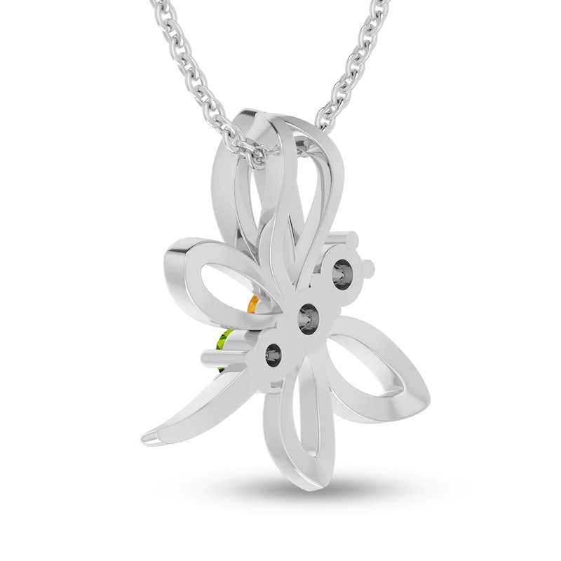 Main Image 3 of Garnet/Citrine/Peridot Dragonfly Necklace Sterling Silver 18&quot;