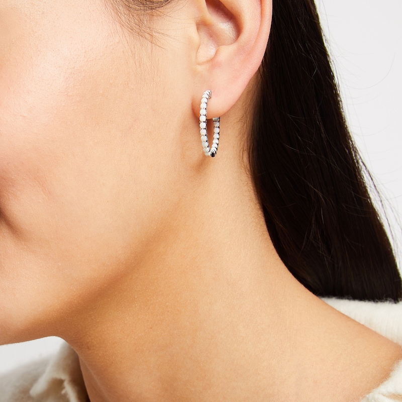 Main Image 3 of White Lab-Created Opal In-and-Out Earrings Sterling Silver