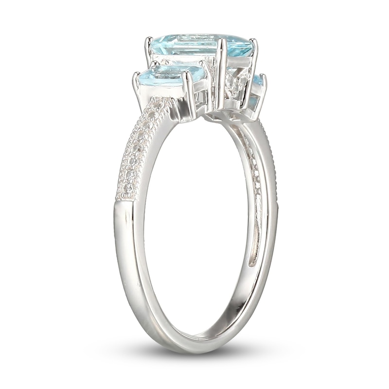 Aquamarine & White Lab-Created Sapphire Ring Sterling Silver | Kay