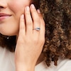 Thumbnail Image 4 of Aquamarine & White Lab-Created Sapphire Ring Sterling Silver