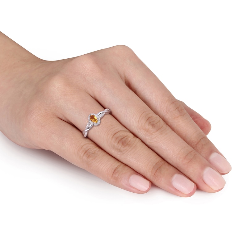 Main Image 3 of Citrine & Diamond Promise Ring 1/10 ct tw Oval/Round-Cut Sterling Silver