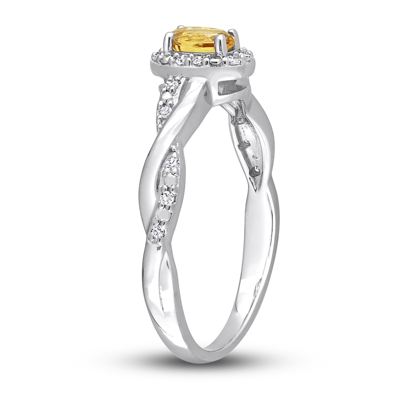 Citrine & Diamond Promise Ring 1/10 ct tw Oval/Round-Cut Sterling Silver
