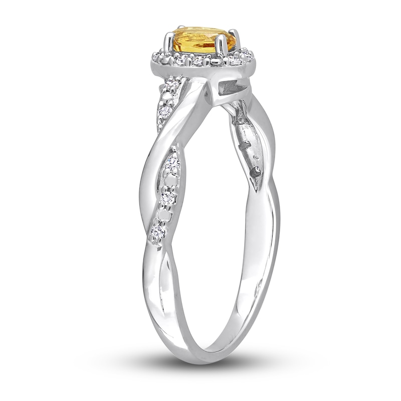 Main Image 4 of Citrine & Diamond Promise Ring 1/10 ct tw Oval/Round-Cut Sterling Silver