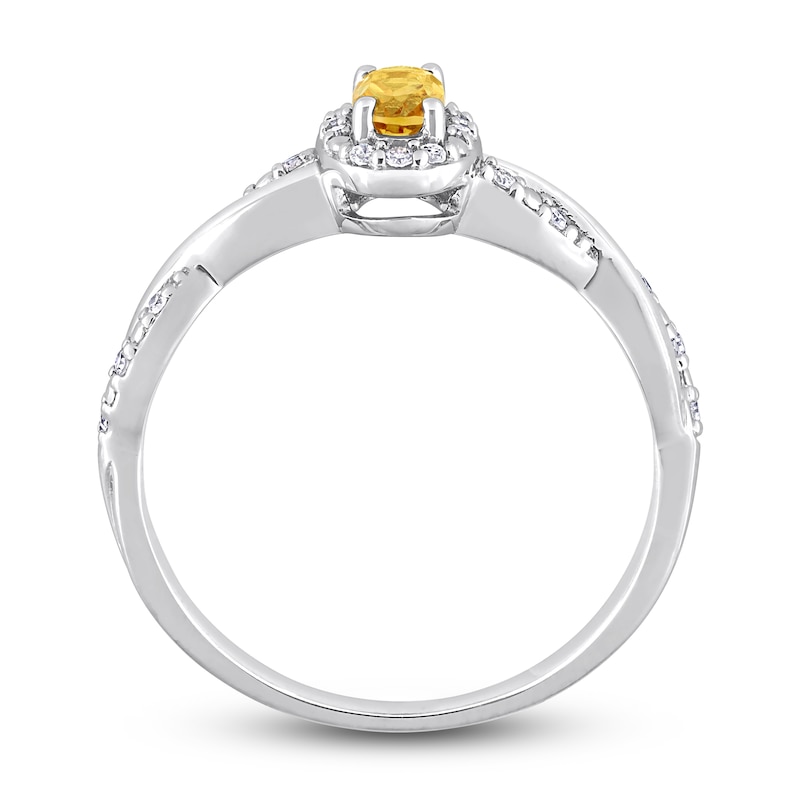 Main Image 5 of Citrine & Diamond Promise Ring 1/10 ct tw Oval/Round-Cut Sterling Silver